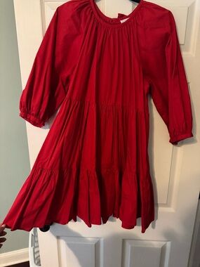 Red Tiered Long Sleeve Dress